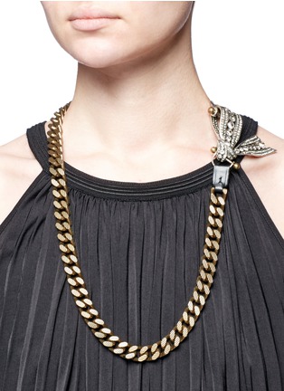 Figure View - Click To Enlarge - LANVIN - 'Diane' crystal half bow curb chain necklace