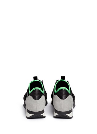 Back View - Click To Enlarge - BALENCIAGA - 'Race Runners' leather combo neoprene sneakers