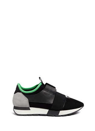 Main View - Click To Enlarge - BALENCIAGA - 'Race Runners' leather combo neoprene sneakers