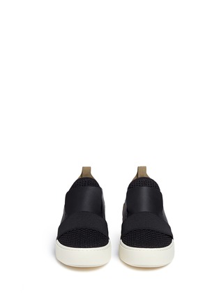 Front View - Click To Enlarge - BALENCIAGA - Leather mesh combo high top skate slip-ons