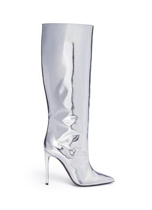 Main View - Click To Enlarge - BALENCIAGA - Mirror leather knee high point toe boots