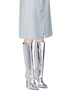 Figure View - Click To Enlarge - BALENCIAGA - Mirror leather knee high point toe boots
