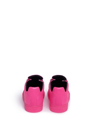 Back View - Click To Enlarge - BALENCIAGA - 'Arena' creased neon lambskin leather sneakers