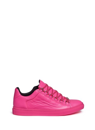 Main View - Click To Enlarge - BALENCIAGA - 'Arena' creased neon lambskin leather sneakers