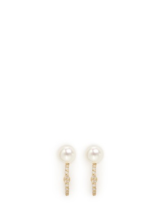 Main View - Click To Enlarge - PHYNE BY PAIGE NOVICK - 'TPLT' diamond pavé hook pearl 18k gold earrings