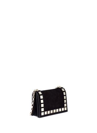 Front View - Click To Enlarge - TOMASINI - '40 Squares' mini mirror plate suede shoulder bag