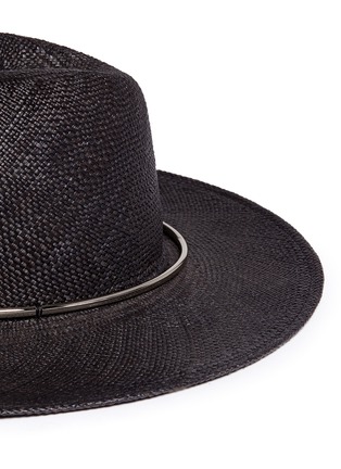 Detail View - Click To Enlarge - JANESSA LEONÉ - 'Begonia' metal ring straw Panama hat