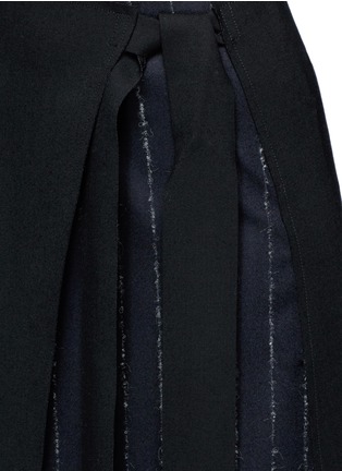 Detail View - Click To Enlarge - CÉDRIC CHARLIER - Asymmetric pinstripe tie waist wool wrap skirt