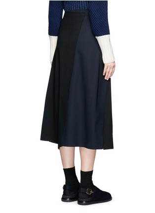 Back View - Click To Enlarge - CÉDRIC CHARLIER - Asymmetric pinstripe tie waist wool wrap skirt