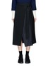 Main View - Click To Enlarge - CÉDRIC CHARLIER - Asymmetric pinstripe tie waist wool wrap skirt