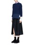 Figure View - Click To Enlarge - CÉDRIC CHARLIER - Asymmetric pinstripe tie waist wool wrap skirt