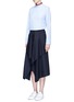Figure View - Click To Enlarge - CÉDRIC CHARLIER - Drape front wool midi skirt