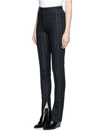 Front View - Click To Enlarge - CÉDRIC CHARLIER - Pinstripe split cuff skinny fit pants