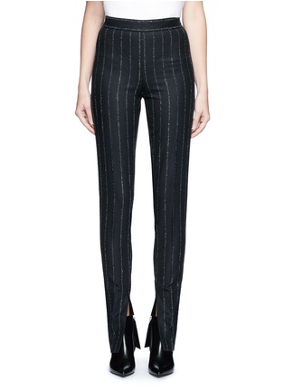 Main View - Click To Enlarge - CÉDRIC CHARLIER - Pinstripe split cuff skinny fit pants