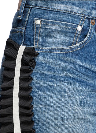 Detail View - Click To Enlarge - 73115 - Ruffle petersham ribbon trim selvedge jeans