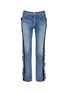 Main View - Click To Enlarge - 73115 - Ruffle petersham ribbon trim selvedge jeans