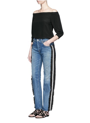 Figure View - Click To Enlarge - 73115 - Ruffle petersham ribbon trim selvedge jeans