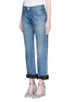 Front View - Click To Enlarge - 73115 - Petersham ribbon bow cuff selvedge jeans