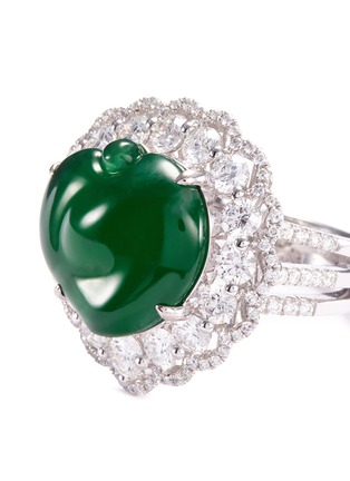 Detail View - Click To Enlarge - LC COLLECTION JADE - Diamond jade 18k gold peach ring