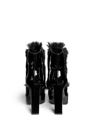 Back View - Click To Enlarge - CLERGERIE - 'Bessin' fur front patent leather ankle boots
