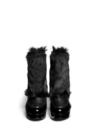 Figure View - Click To Enlarge - CLERGERIE - 'Bessin' fur front patent leather ankle boots