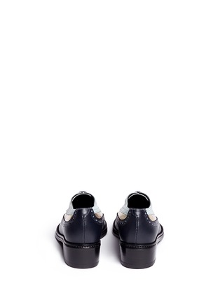 Back View - Click To Enlarge - CLERGERIE - 'Xalma' metallic vamp colourblock leather Derbies