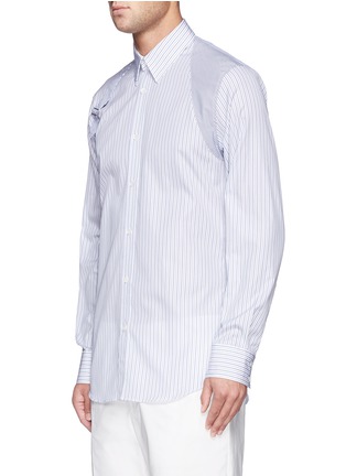 Front View - Click To Enlarge - ALEXANDER MCQUEEN - Harness stripe cotton poplin shirt