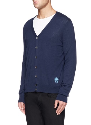 Front View - Click To Enlarge - ALEXANDER MCQUEEN - Skull logo cashmere cardigan