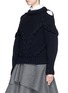Front View - Click To Enlarge - ALEXANDER MCQUEEN - Cable knit cold shoulder wool sweater