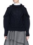 Main View - Click To Enlarge - ALEXANDER MCQUEEN - Cable knit cold shoulder wool sweater
