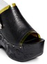 Detail View - Click To Enlarge - TOGA SHOES - PVC trim floral embossed leather wooden clogs