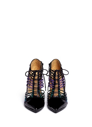 Figure View - Click To Enlarge - TOGA SHOES - Eyelet lace-up leather pumps