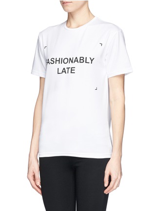 Front View - Click To Enlarge - ANNA K - 'Fashionably Late' slogan T-shirt