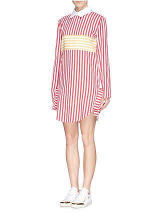 Figure View - Click To Enlarge - ANNA K - Stripe twill collar dress