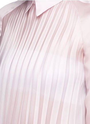 Detail View - Click To Enlarge - ANNA K - Plissé pleat silk shirt dress