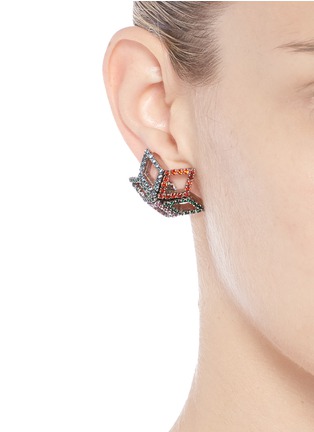 Figure View - Click To Enlarge - ERICKSON BEAMON - 'Bucky Ball' crystal pavé star stud earrings
