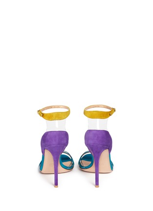 Back View - Click To Enlarge - GIANVITO ROSSI - PVC trim colourblock suede sandals