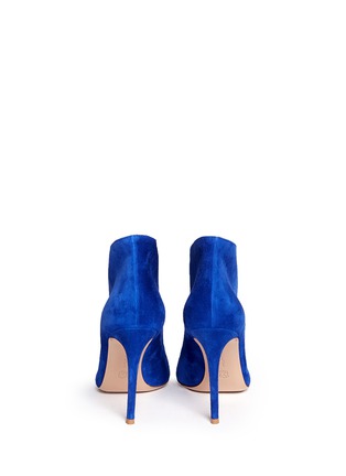 Back View - Click To Enlarge - GIANVITO ROSSI - V-throat suede peep toe booties