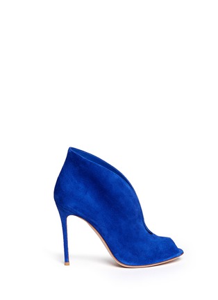 Main View - Click To Enlarge - GIANVITO ROSSI - V-throat suede peep toe booties