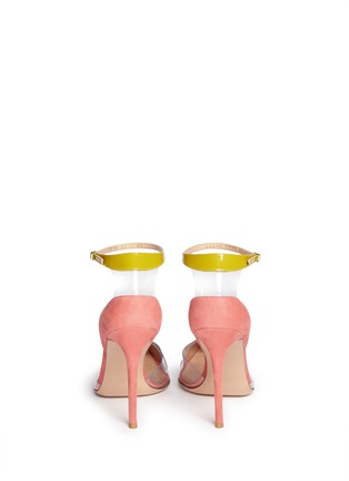 Back View - Click To Enlarge - GIANVITO ROSSI - PVC trim colourblock suede d'Orsay pumps