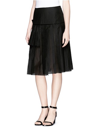 Front View - Click To Enlarge - NO.21 - Square perforation pleat cotton poplin skirt