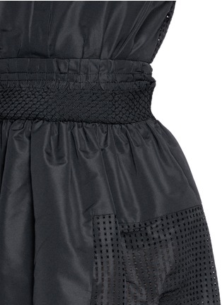 Detail View - Click To Enlarge - NO.21 - Roll sleeve perforated poplin dress