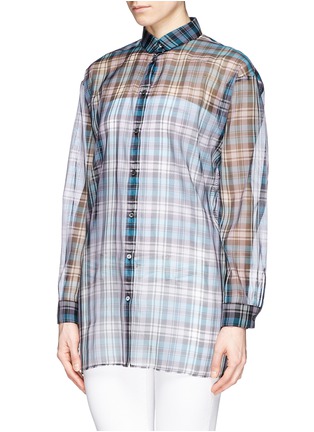 Front View - Click To Enlarge - NO.21 - Embroidery back silk check shirt