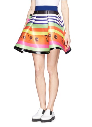 Front View - Click To Enlarge - FYODOR GOLAN - 'Press Play' poppy stripe trapeze skirt