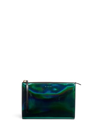 Main View - Click To Enlarge - MARNI - 'Kori' holographic mirror leather clutch