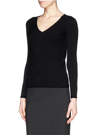 Front View - Click To Enlarge - ARMANI COLLEZIONI - Textured Sweater
