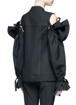 Back View - Click To Enlarge - 73401 - Detachable sleeve cold shoulder jacket