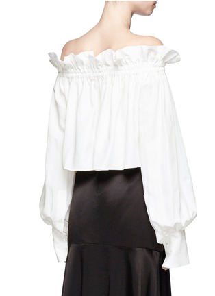 Back View - Click To Enlarge - 73401 - Ruffle off-shoulder cropped shirt