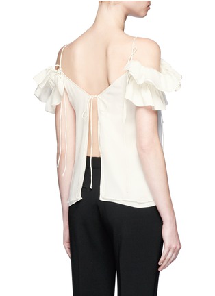 Back View - Click To Enlarge - 73401 - Detachable ruffle sleeve off-shoulder silk camisole