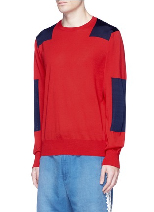 Front View - Click To Enlarge - STELLA MCCARTNEY - Contrast block intarsia virgin wool sweater